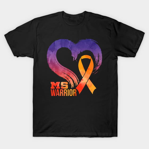 Ms Warrior Heart Multiple Sclerosis Awareness Month T-Shirt by ShariLambert